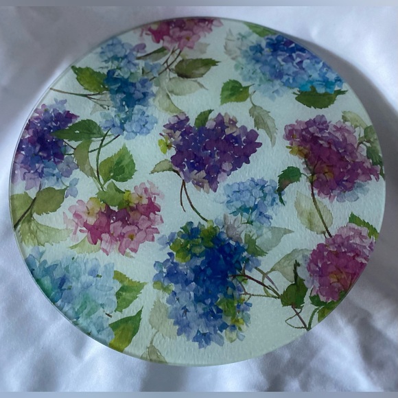 Floral Lazy Susan Revolving Cake Stand Gorgeous Hydrangea Flowers - Picture 4 of 4